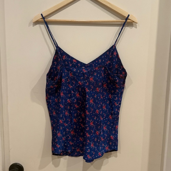 Vintage Blue & Pink Floral Tank Top sz M EUC - Picture 3 of 6